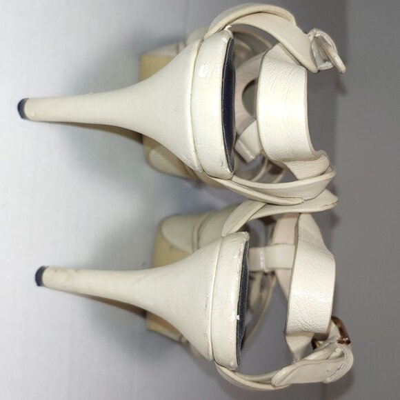 SAINT LAURENT Tribute Platform Sandals in Smooth Leather Cream Size 39 - Picture 15 of 15